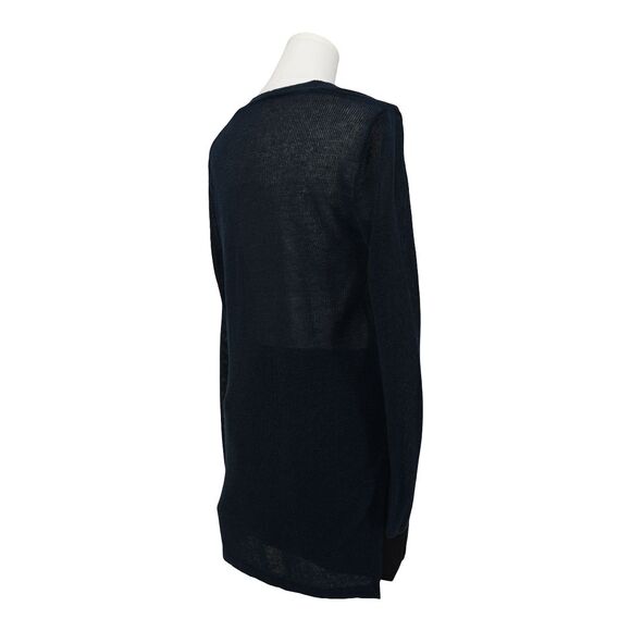J. Jill Open Front Cotton Linen Long Line Cardigan Sweater Navy Blue Size XS - Picture 4 of 10
